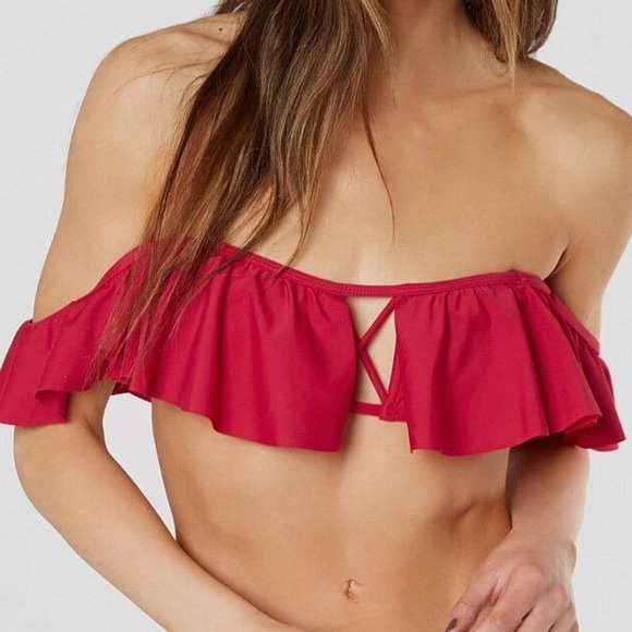 California Sunshine Red Ruffle Bikini - Picture 2 of 9